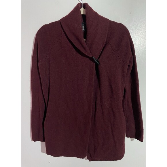 Adrienne Vittadini Cardigan S Yak Hair Wool Burgundy Quite Luxury Minimalist - Picture 11 of 11